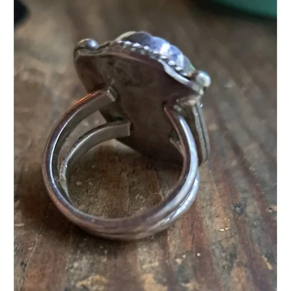 Vintage Old Pawn Green Turquoise Sterling Silver Ring size 9.25 - Picture 4 of 11